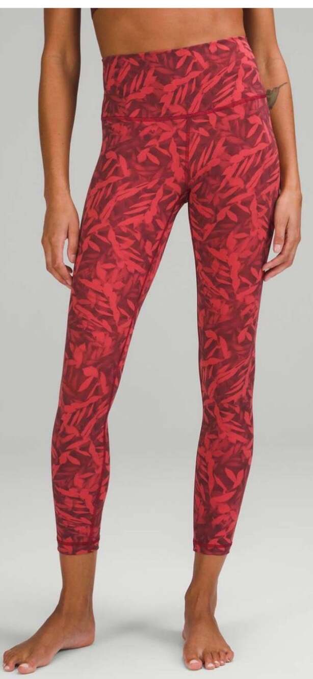 Lululemon Wunder Train High-Rise Tight 25" Spray Leaf Red Size 14